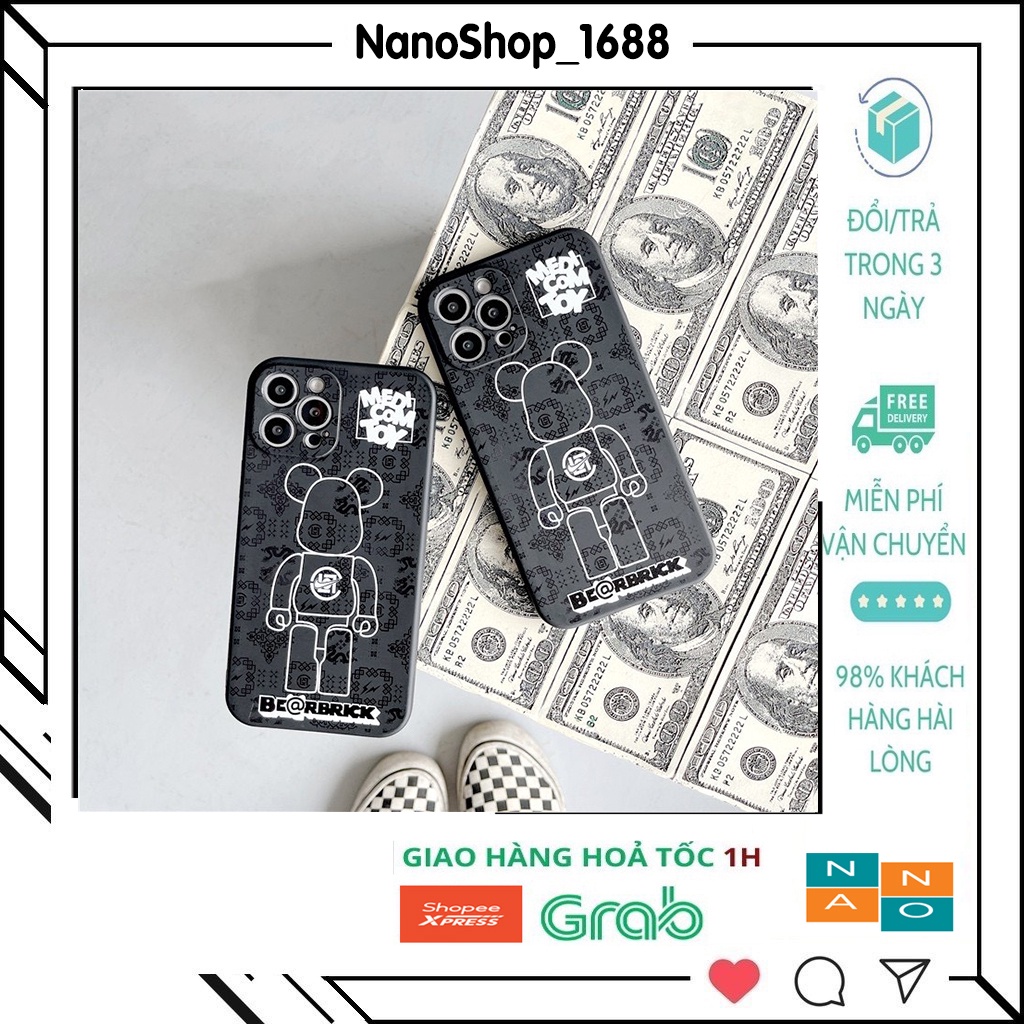 Ốp Lưng Iphone Cạnh Vuông, Bảo Vệ Camera In Hình Gấu Kaws 7Plus,8Plus,x,xs,xsmax,11,11promax,12,12promax,13,13promax