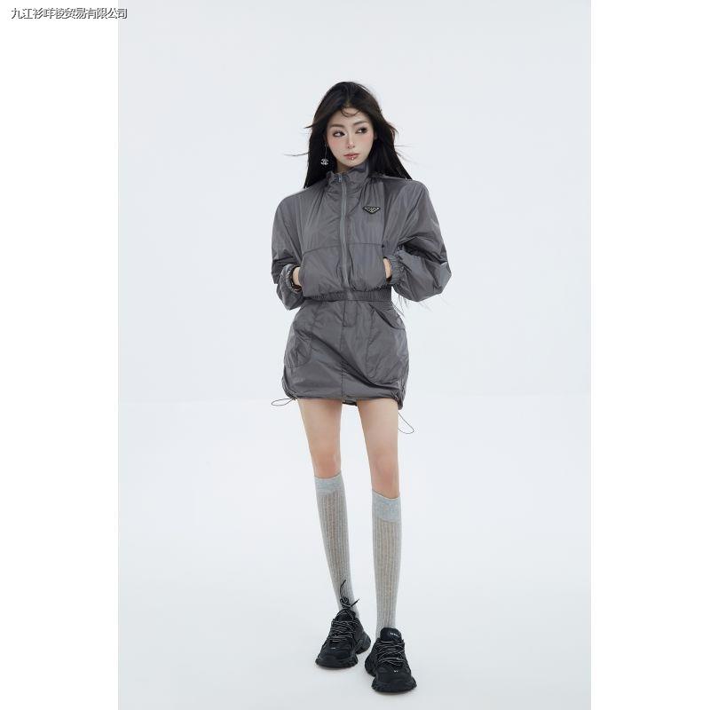 Áo Khoác Cổ Đứng Dáng Ngắn Phong Cách Đường Phố Thời Trang Mùa Thu