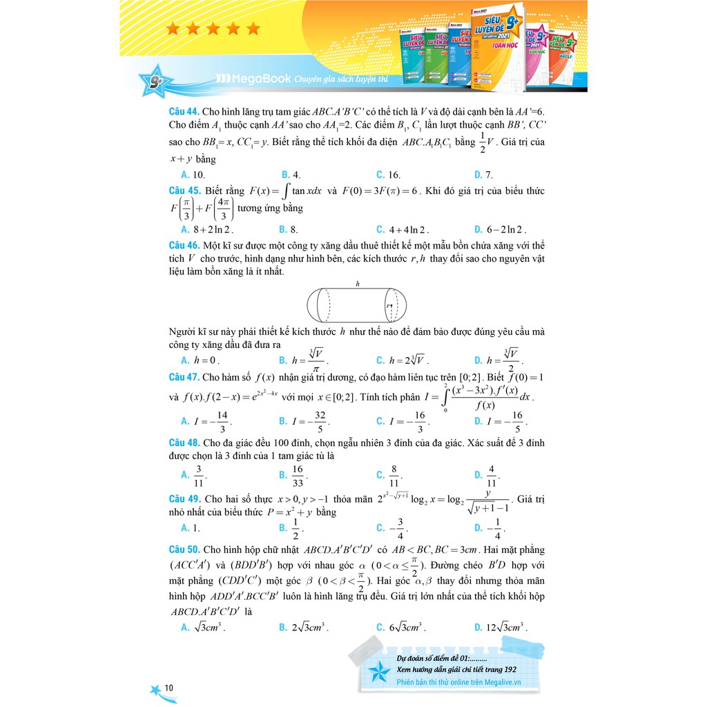 Sách - Mega 2021 – Siêu luyện đề 9+ THPT Quốc gia 2021 TOÁN HỌC | BigBuy360 - bigbuy360.vn