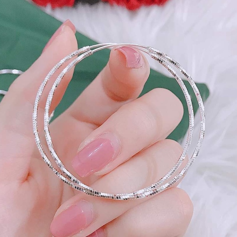 Khuyên tai bạc Khuyên tròn trơn vòng to đủ size bạc ta 925 Van jewelry V10721