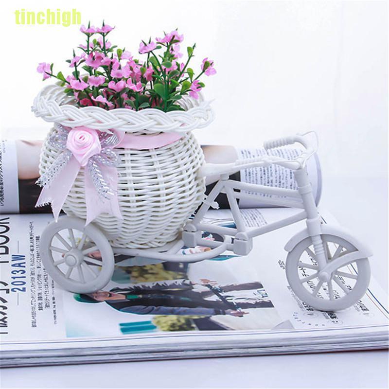 Giỏ Hoa Xe Đạp Màu Trắng Trang Trí Nhà Cửa