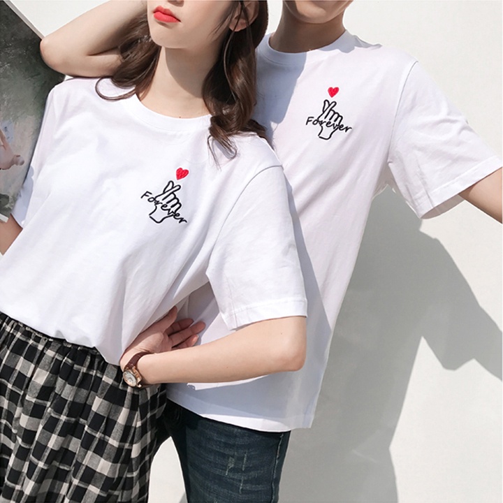 Áo Thun Đôi Tình Nhân In Logo Bắn Tim Forever DLX