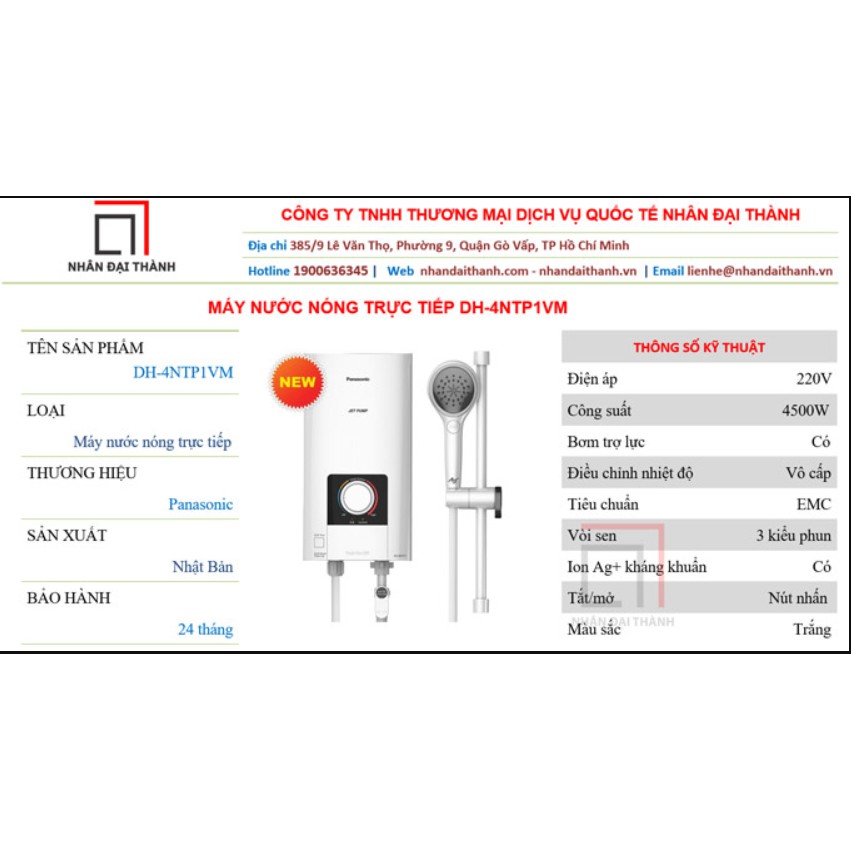 Máy nước nóng trực tiếp Panasonic DH-4NTP1VM