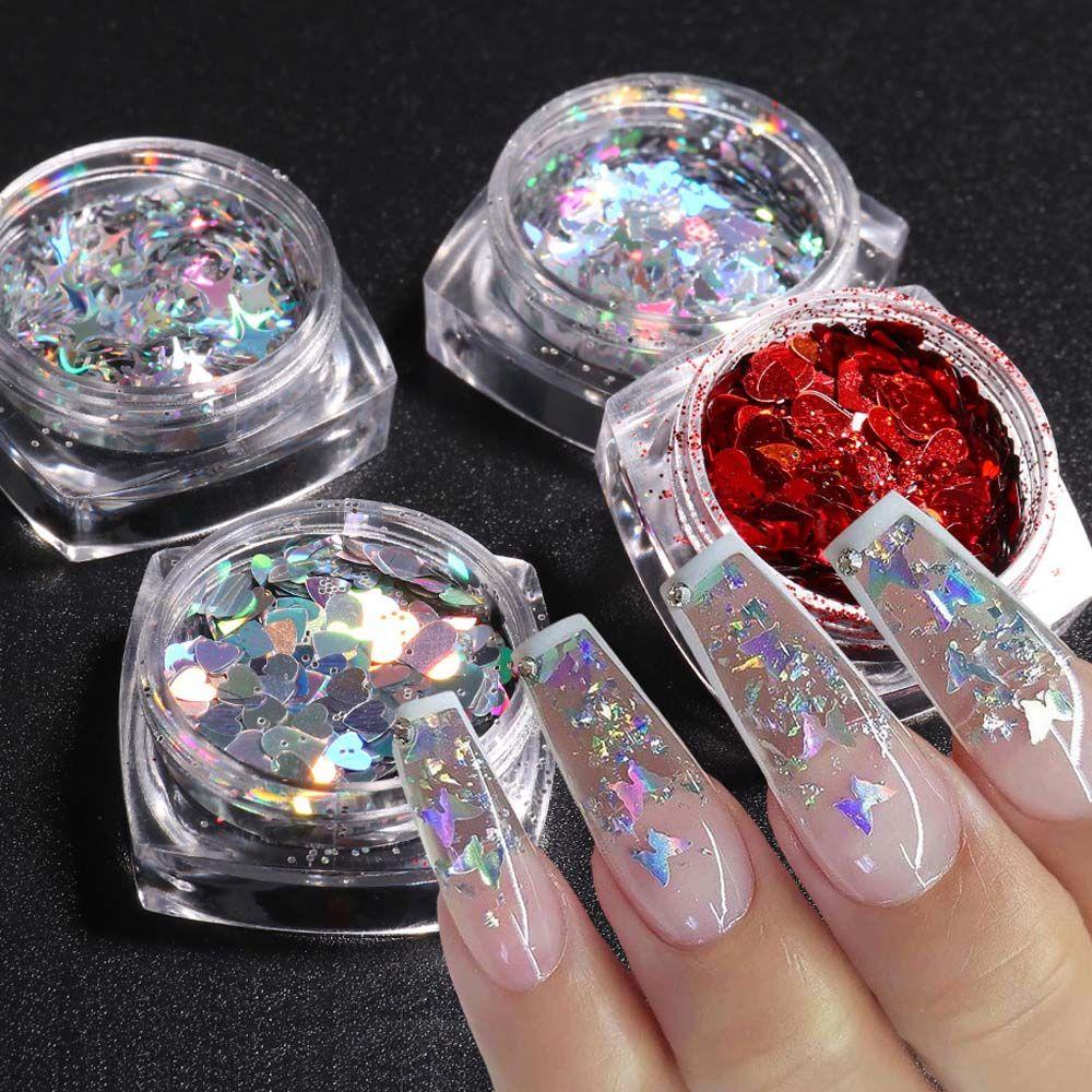 Miếng Dán Trang Trí Móng Tay Hình Ngôi Sao Lấp Lánh 3D Thời Trang