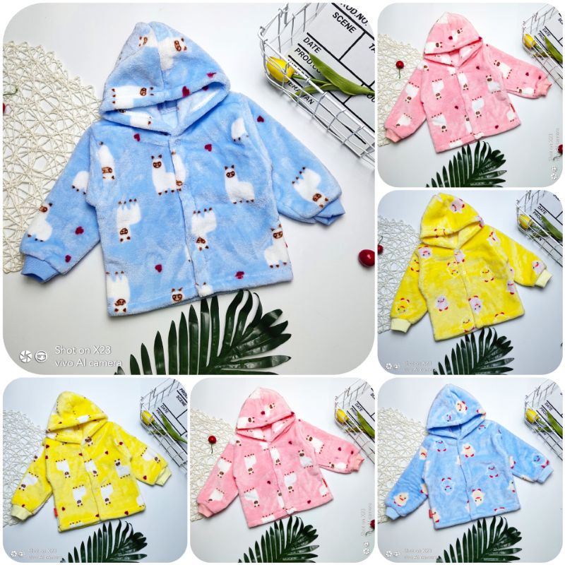 Áo Khoác Lông Tuyết Có Mũ Mềm Ấm, Nhiều Màu Cho Bé 3-10kg - CÓ MŨ