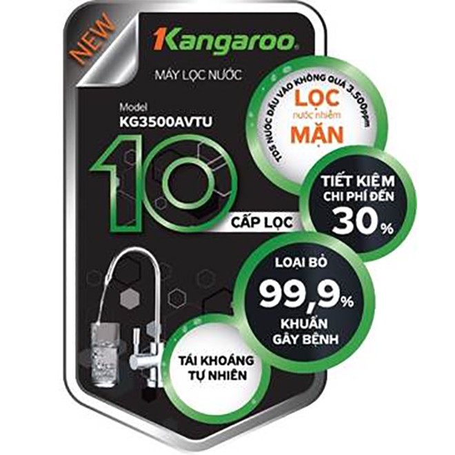 Máy lọc nước RO nhiễm mặn, lợ KANGAROO KG3500A VTU (10 cấp lọc)