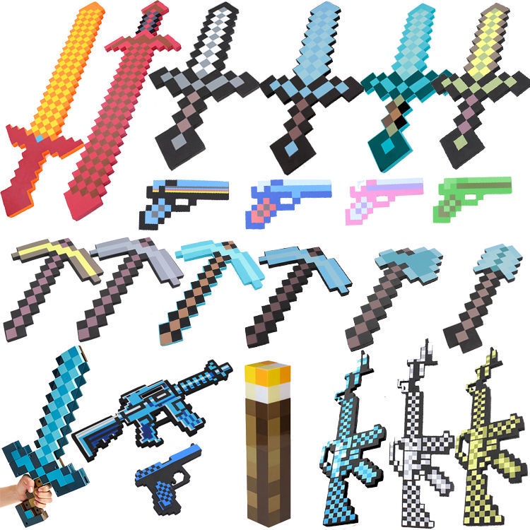 Gundam Lego Barbie Minecraft Mô Hình Đồ Chơi EVA Bọt Kim Cương Kiếm Vũ Khí Cuốc Súng Rìu Steve Dụng cụ cầm tay1