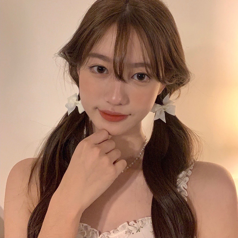 Dây buộc tóc nơ satin màu trơn đơn giản phong cách Hàn Quốc thời trang cho nữ