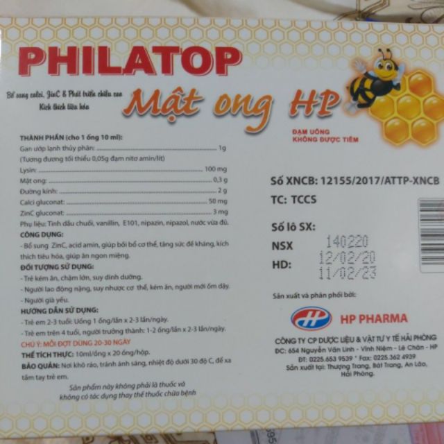 PhiLaTop Mật Ong HP (ống nhựa dễ bẻ) | BigBuy360 - bigbuy360.vn