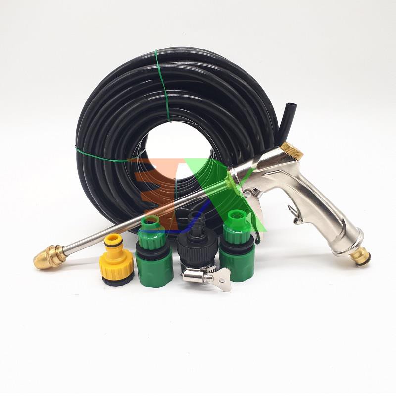 Bộ vòi xịt nước tưới cây, rửa xe cao áp kim loại đồng VOI-17 + 10m dây 8/11