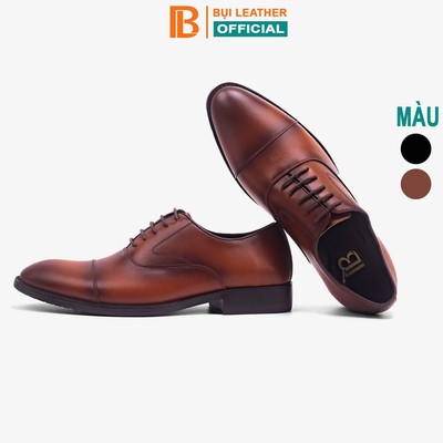 Giày nam oxford công sở da bò nappa cao cấp màu nâu G106- Bụi leather- hộp sang trọng -Bảo hành 12 tháng