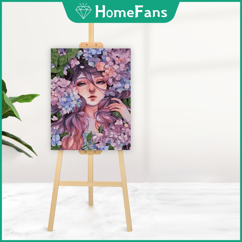 Bộ tranh sơn dầu 40X50cm tự làm họa tiết cô gái dùng để trang trí