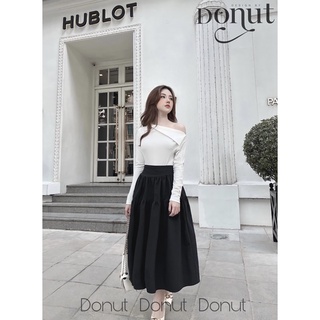 Chân váy đen tầng mango