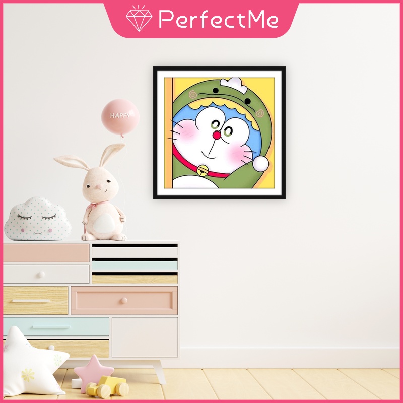 (Hàng Có Sẵn) Bộ 1 Tranh Đính Đá Tự Làm Hình Doraemon Trang Trí Nhà Cửa 30 X 30Cm