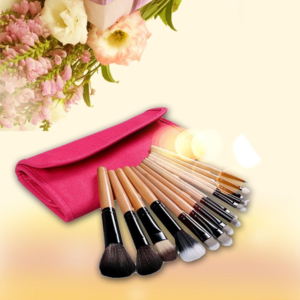 Set 12 cọ trang điểm chuyên nghiệp + 2 túi đựng
