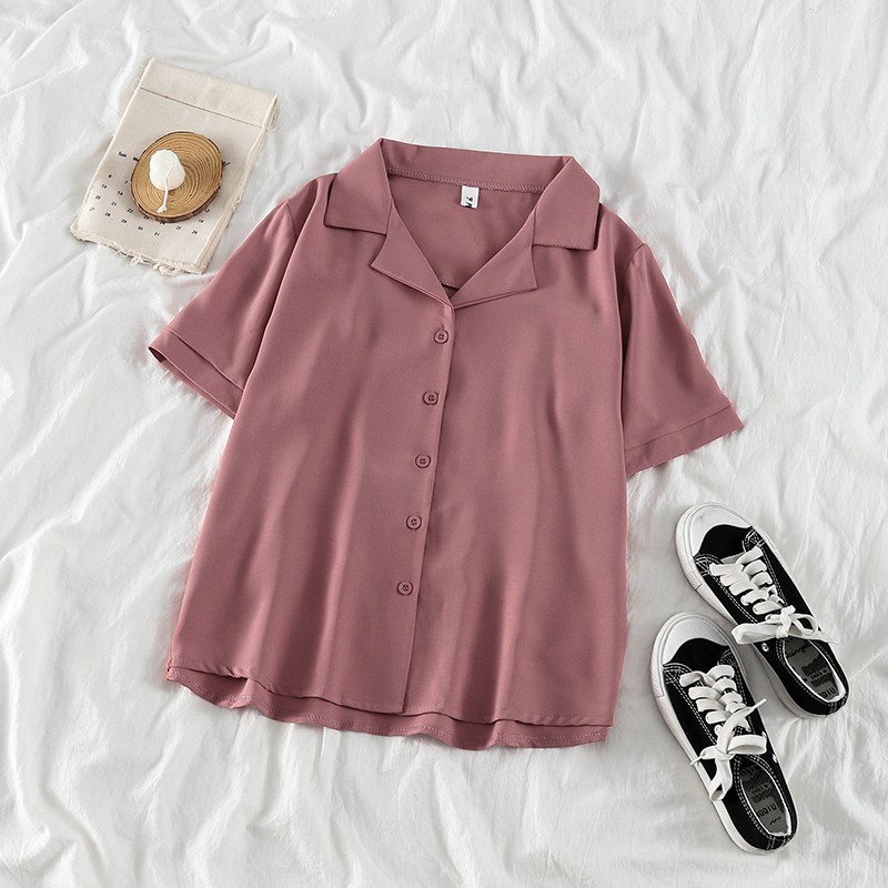 Áo Sơ Mi Voan Tay Ngắn Cổ Bẻ Thiết Kế Trẻ Trung Hợp Thời Trang | BigBuy360 - bigbuy360.vn