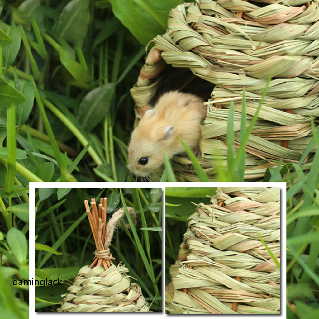 daminglack Straw Bird Nest Handmade Weaved Grass Egg Cage Hanging Parrot House Garden Decor