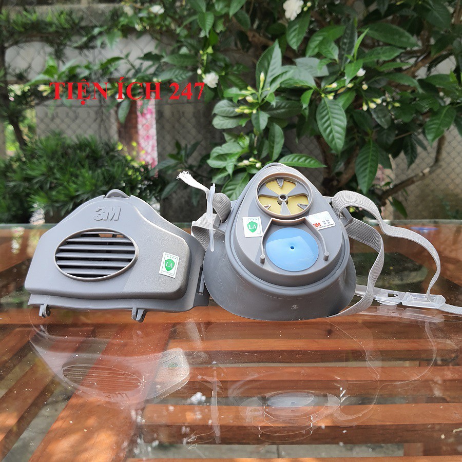 Bộ Mặt Nạ Chống Bụi 3M 3200 Sẵn 03 Bông, Kèm Kính Đeo Phun Thuốc Trừ Sâu, Chất Liệu Silicol Siêu Mềm