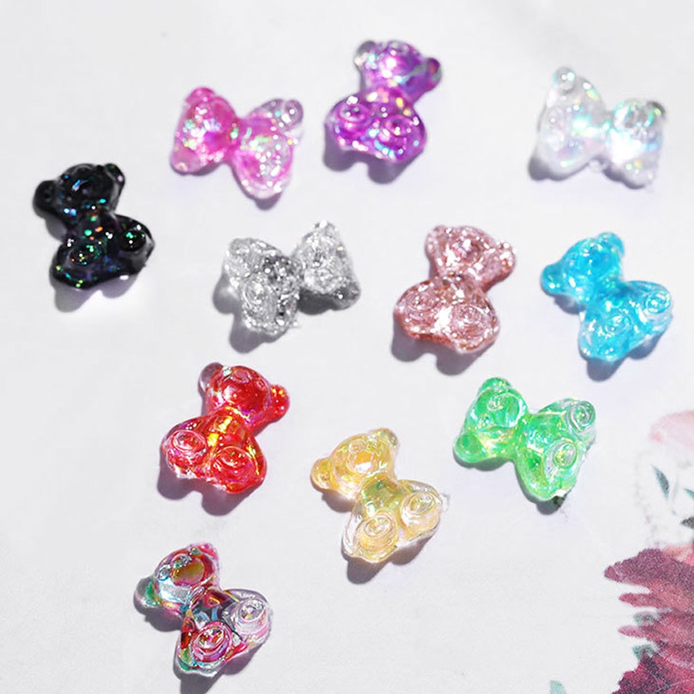 Tmdbyx Hộp Phụ Kiện Trang Trí Móng Tay 3D Hình Gấu Xinh Xắn