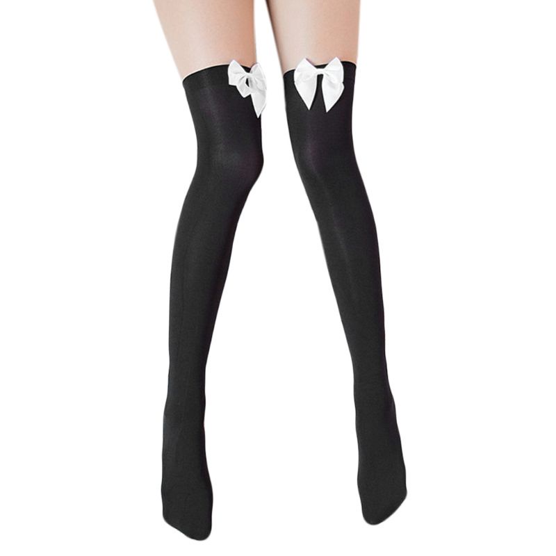 Quần Tất Dài Qua Gối Vải nylon Co Giãn Đính Nơ Gợi Cảm Thời Trang