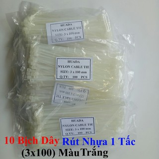 [COMBO] 10 Bịch Dây Rút Nhựa 1 Tấc 10cm (3x100) Màu Trắng