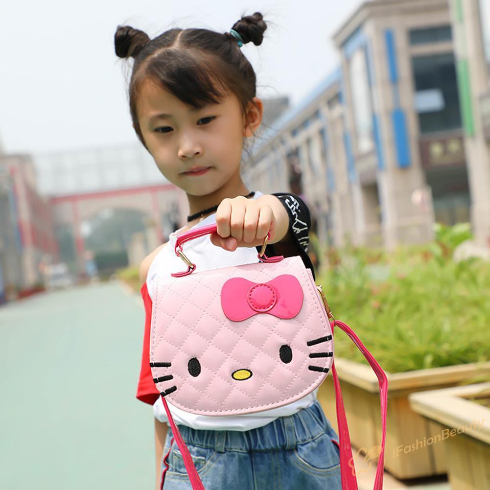 Túi Xách Da Pu In Hình Hello Kitty Dễ Thương Cho Bé Gái