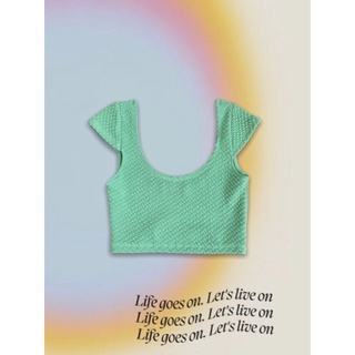 Croptop màu chất xốp cổ rộng