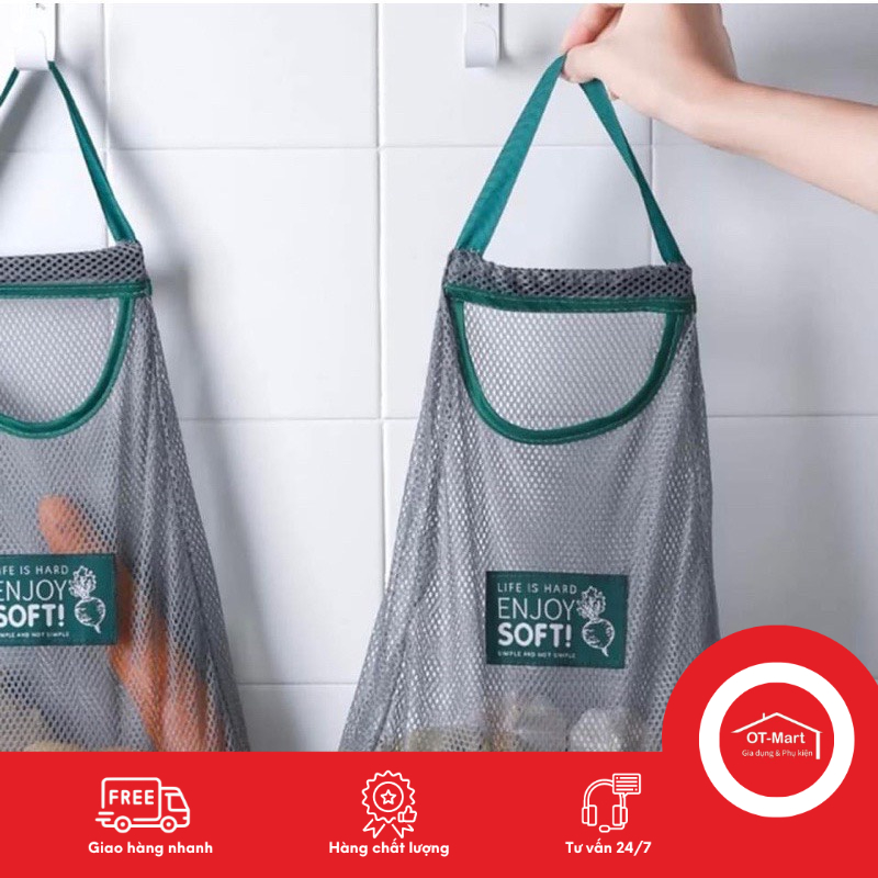 Túi lưới đựng hành tỏi rau củ quả đồ khô treo tường chống ẩm mốc tiện ích nhà bếp nhà bếp