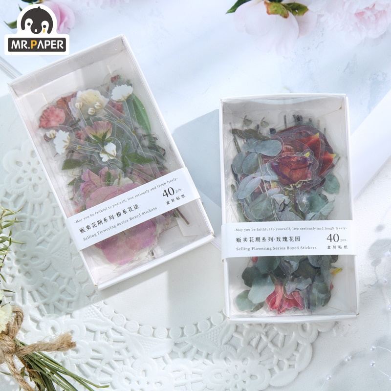 Hình dán nhỏ bỏ túi dòng họa tiết hình hoa được đóng hộp có 4 mẫu thiết kế sáng tạo dùng để DIY trang trí