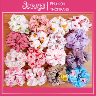 Dây cột tóc scrunchies cột tóc vải MẪU HOA QUẢ - shop chuyên sỉ lẻ