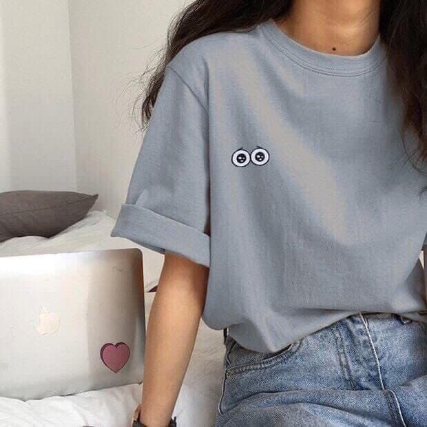 Áo thun tay lỡ form rộng - phông nam nữ cotton oversize - T shirt thêu đôi mắt - 2N Unisex