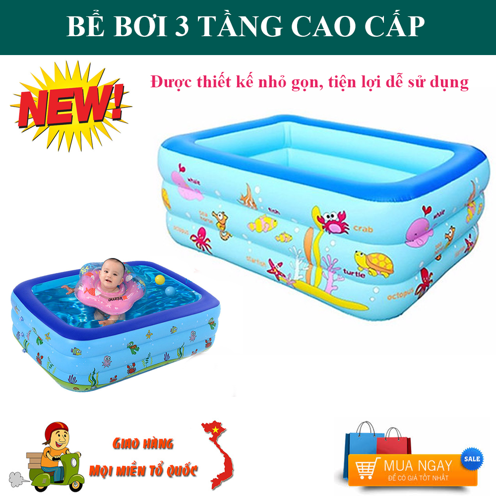 Bể Bơi Phao Cho Bé, Bể Bơi Trẻ Em , Người Lớn 3 Tầng Loại Đẹp, Đáy Thiết Kế Chống Trượt  HÃY MUA NGAY! {SIÊU SALE}