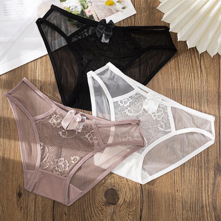 Phụ nữ ren trong suốt siêu mỏng sexy thoáng khí đáy quần sịp quần lót cạp thấp lưới quần lót cỡ lớn