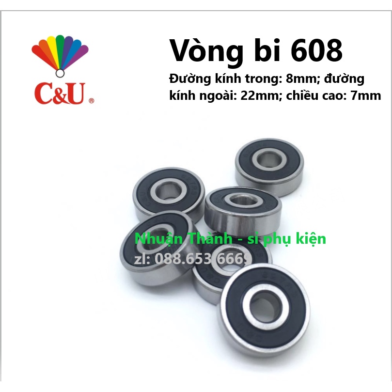 Vòng bi 608 kích thước 8*22*7mm chuyên dụng giá sỉ