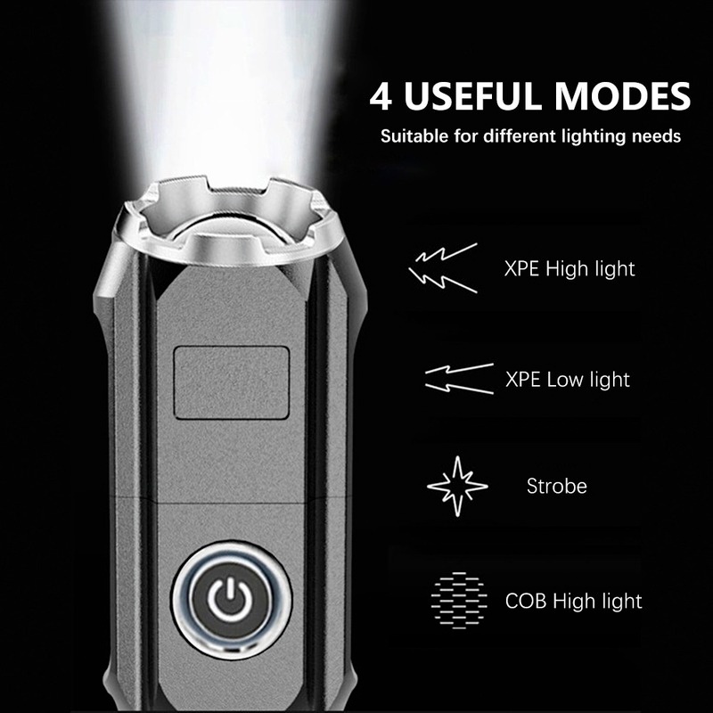 Đèn pin LED 4 chế độ sạc USB