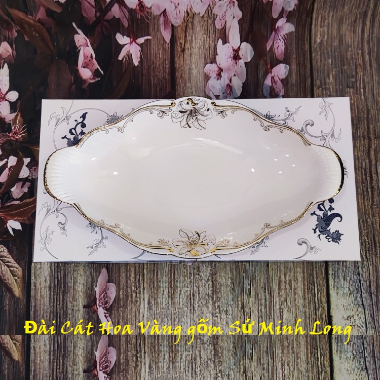 dĩa trưng trái cây sứ Minh Long - dĩa trưng trái cây gốm sứ Minh Long