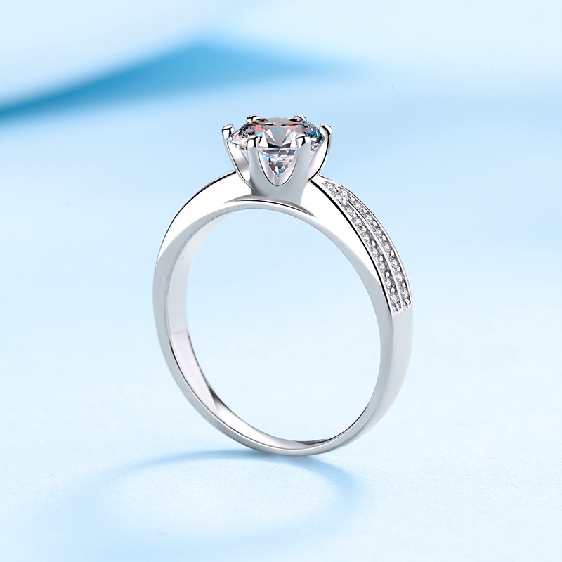 1 Nhẫn Bạc s925 Đính Kim Cương Nhân Tạo Hình Nữ Hoàng Moissanite