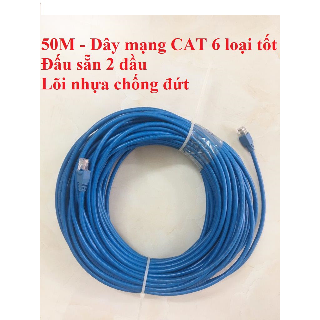 Dây mạng 45m / 50m CAT 6 (HT-Cable) bấm sẵn 2 đầu