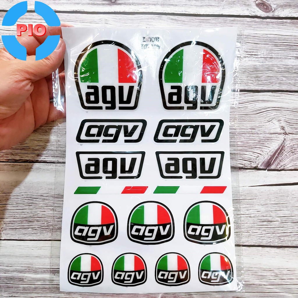 [Decal xe] Bộ Tem AGV Dập Nổi Cao Cấp Dán Xe Máy, Ô Tô, Mũ Bảo Hiểm, Chống Thấm Nước, Chống Bay Màu