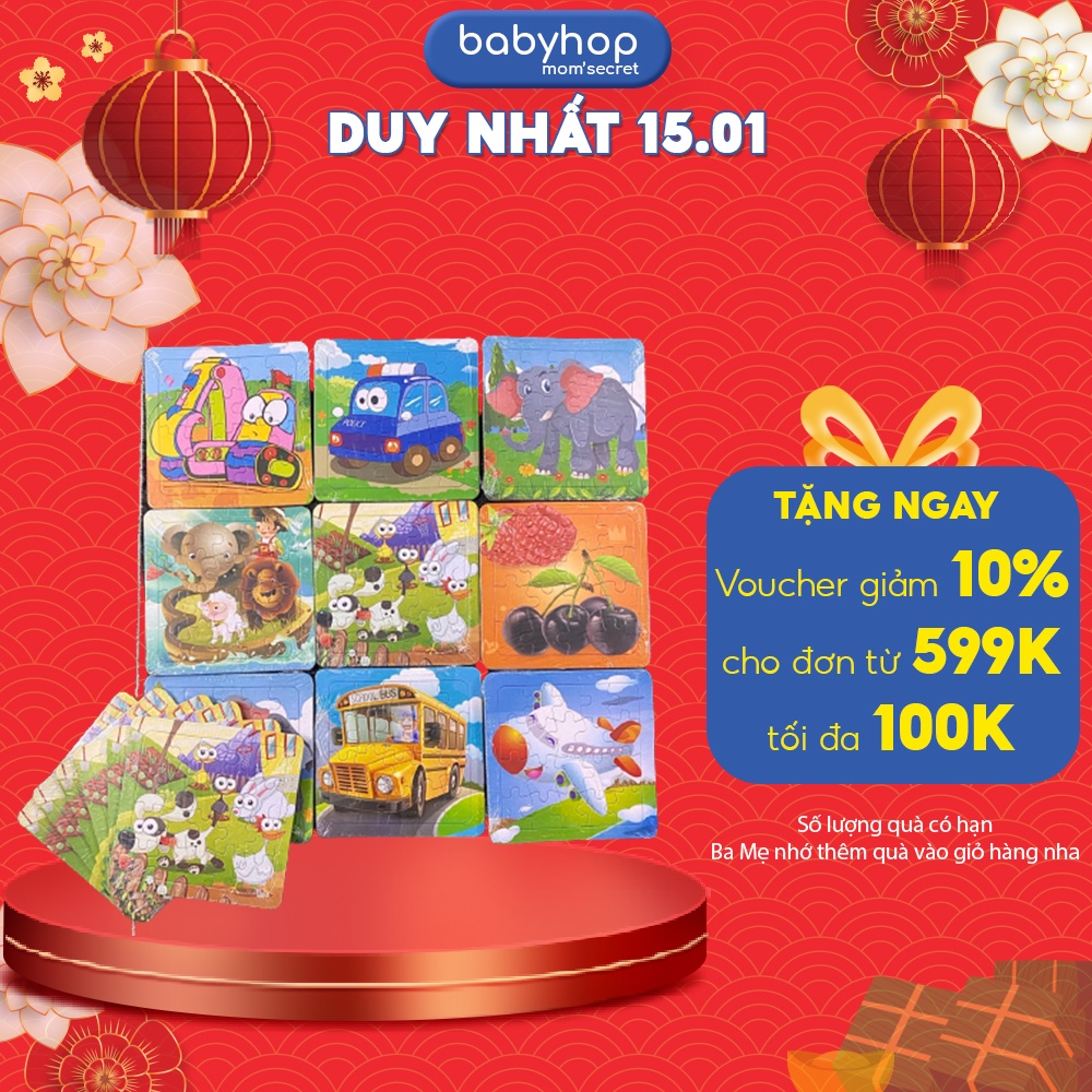 ( GIFT ) Bộ 1 tấm tranh ghép hình cho bé babyhop random