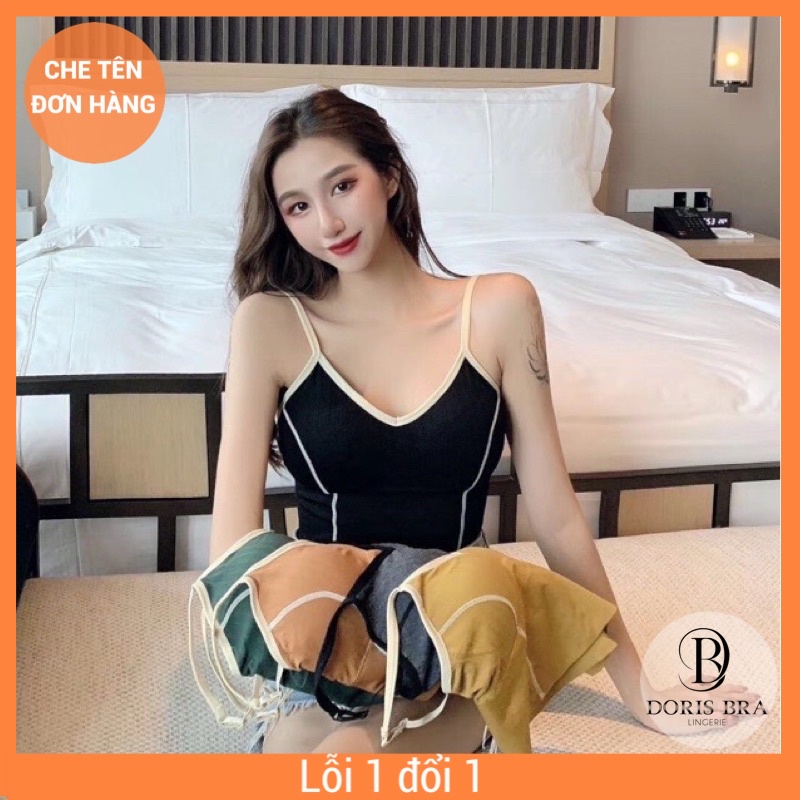 Áo lót, Áo bra cotton gân hở lưng cổ chữ V siêu xinh
