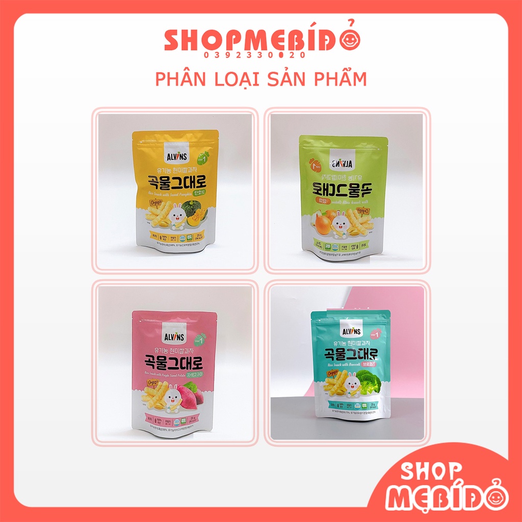 Bánh Ăn Dặm Gạo Lứt Hữu Cơ Hình Que Alvins Cho Bé 6M+ Shop Mẹ Bí Đỏ TP86