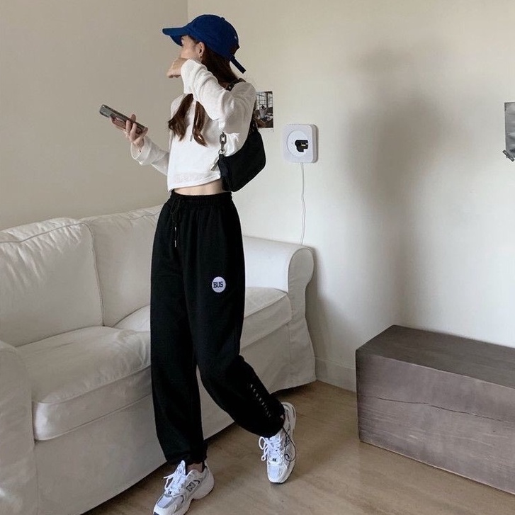 {HCM / CÓ SẴN / ẢNH THẬT} QUẦN THUN JOGGER THÊU CHỮ BUS CHO NAM NỮ THỜI TRANG ULZZANG HÀN QUỐC