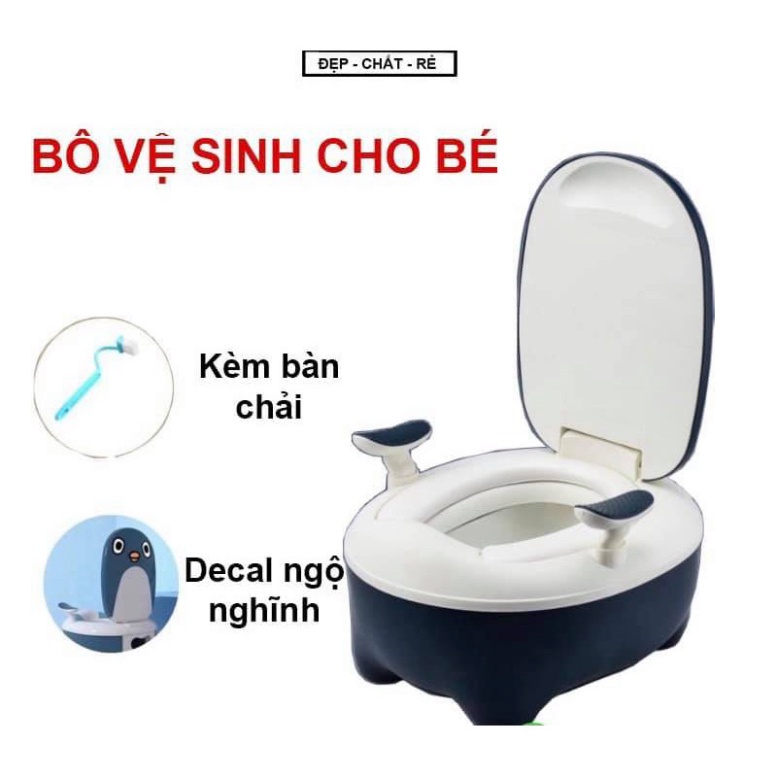 ⚡Bô ghế vệ sinh hình chim cánh cụt - có tựa lưng và tay vịn cho bé