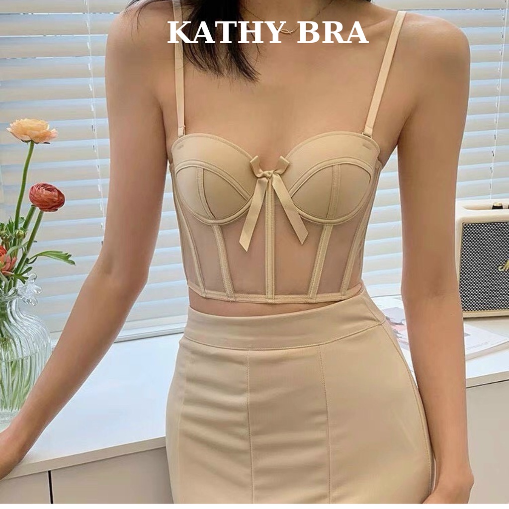 A35 [LOẠI 1] Áo Kiểu Corset KATHY BRA  Định Hình Chống Cuộn Kiểu Dáng Croptop Bralette Hàng Quảng Châu Có Gọng Đệm Mỏng