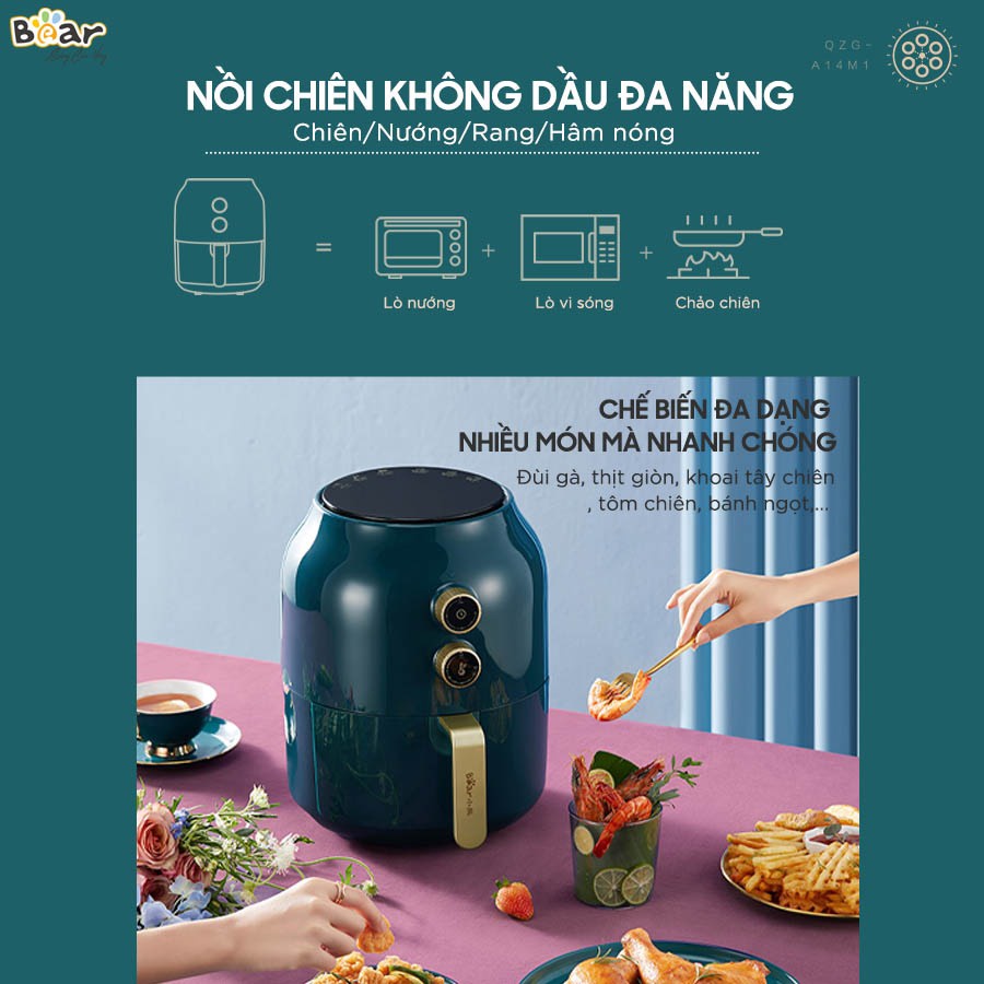 HÀNG CHÍNH HÃNG Nồi chiên không dầu Bear VS-8083A_Đa năng, bảo vệ sức khỏe_dung tích 3.5L_BẢO HÀNH 12 THÁNG