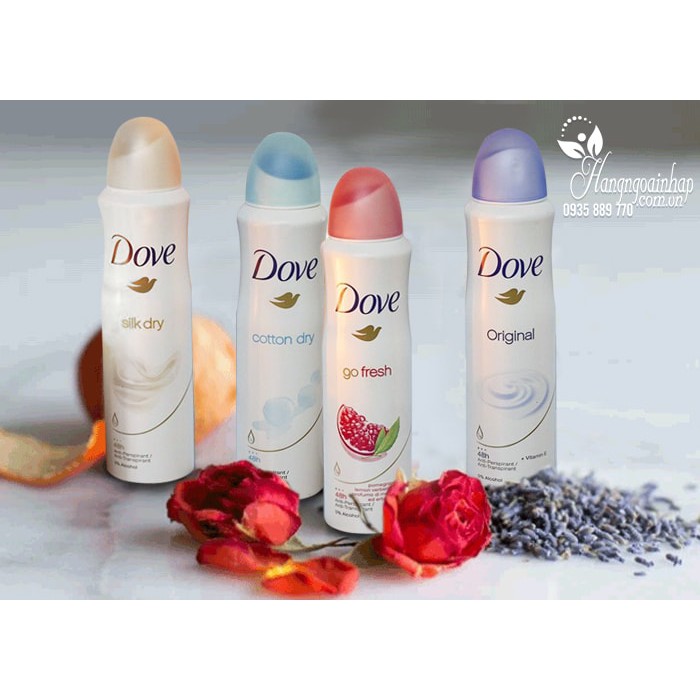 Xịt Khử Mùi Dove 150ml Đủ Mùi