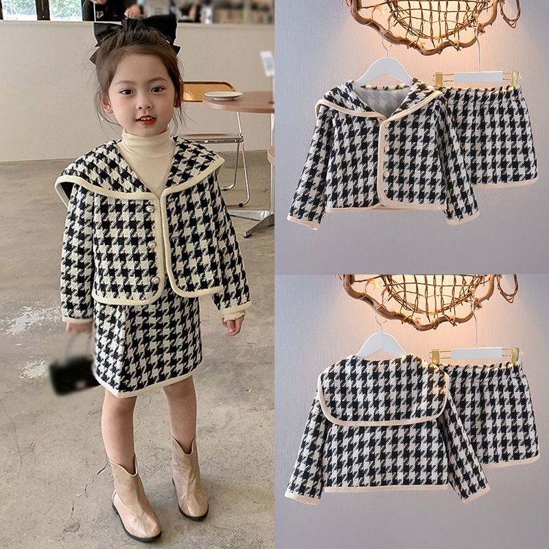 Set Áo Cổ Thủy Thủ Và Chân Váy Xinh Xắn Cho Bé Gái 0-3 Tuổi