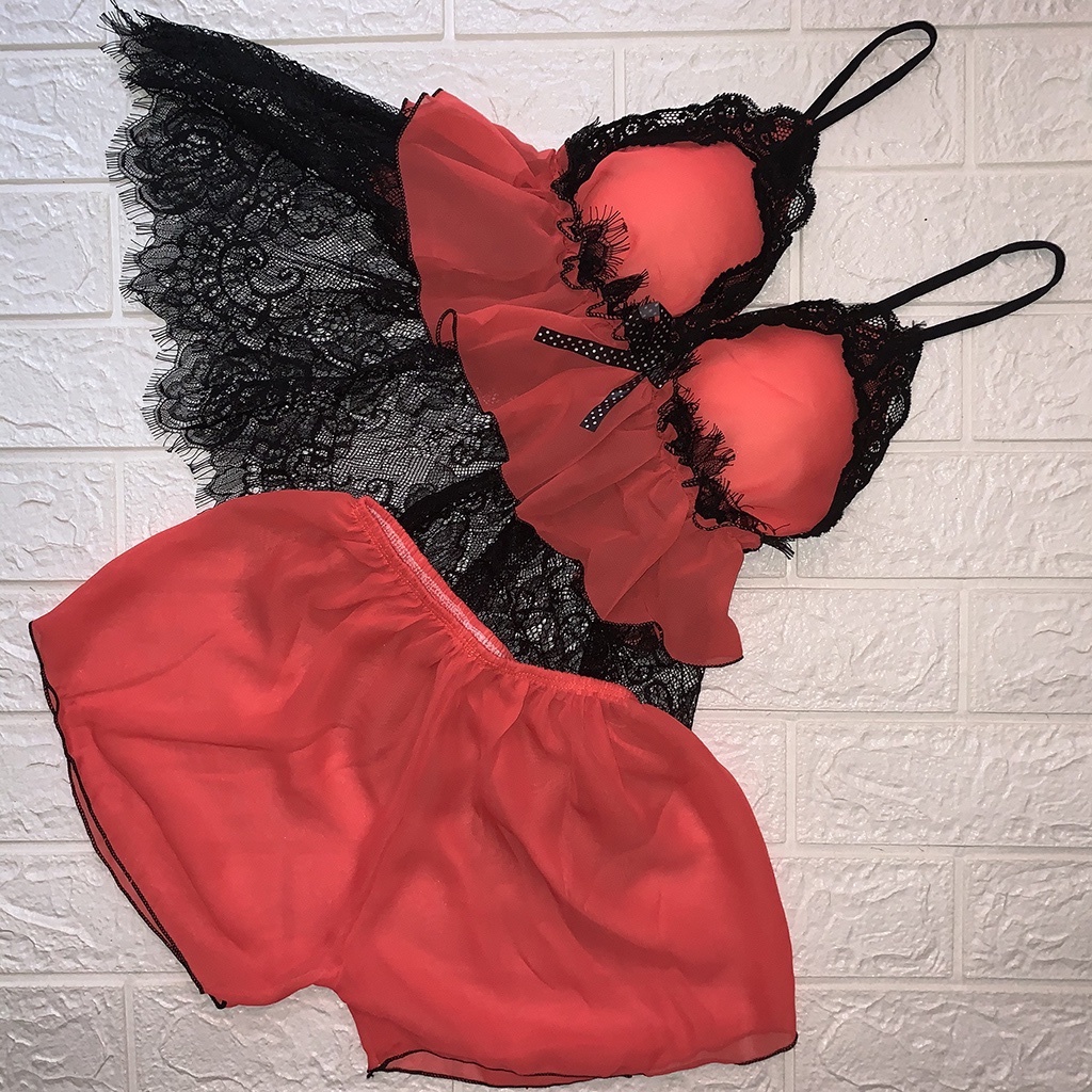 Đồ ngủ cosplay DenYa sexy chất voan hai dây nhiều màu với ren xuyên thấu, trẻ trung, quyến rủ, MV4