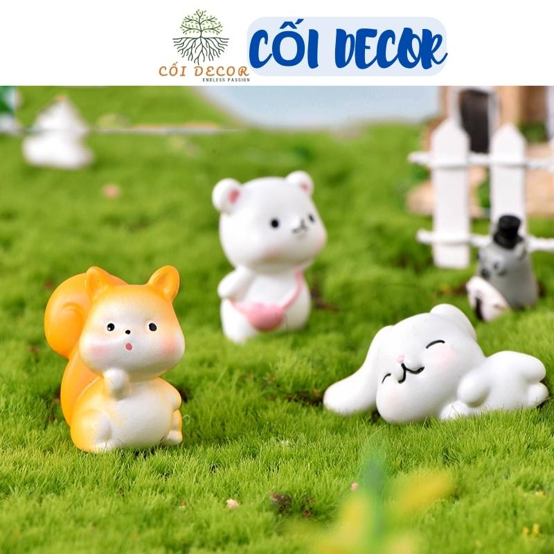 Mô hình tiểu cảnh khủng long, sóc đáng yêu trang trí tiểu cảnh, sân vườn, sen đá, terrarium